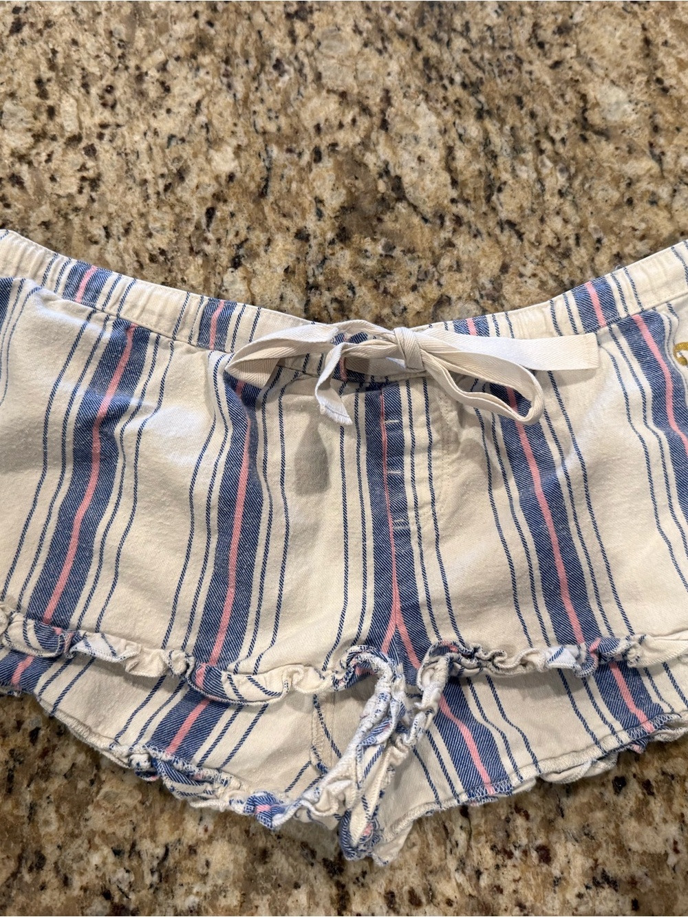 Juicy Couture White Shorts with Blue & Pink Stripes